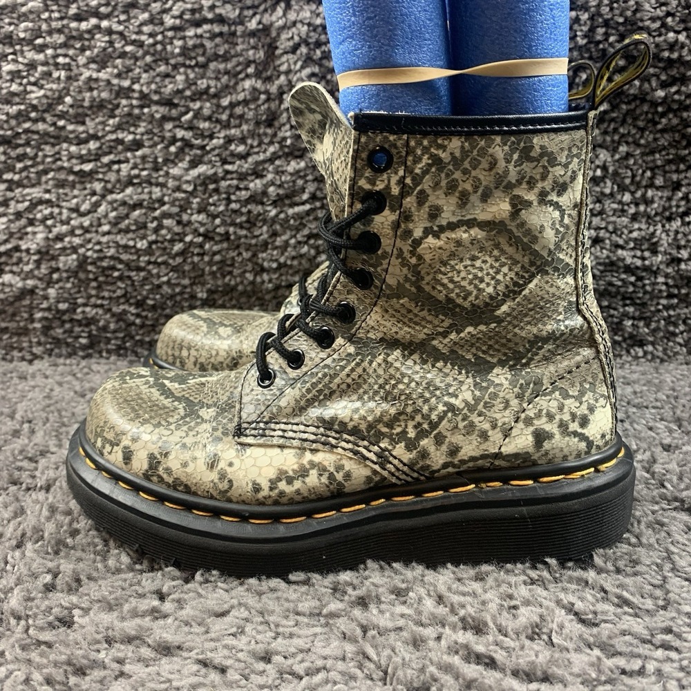 Dr. Martens DMs Snake Python England Vintage 90s Lace Up Combat Boots Shoes US 7